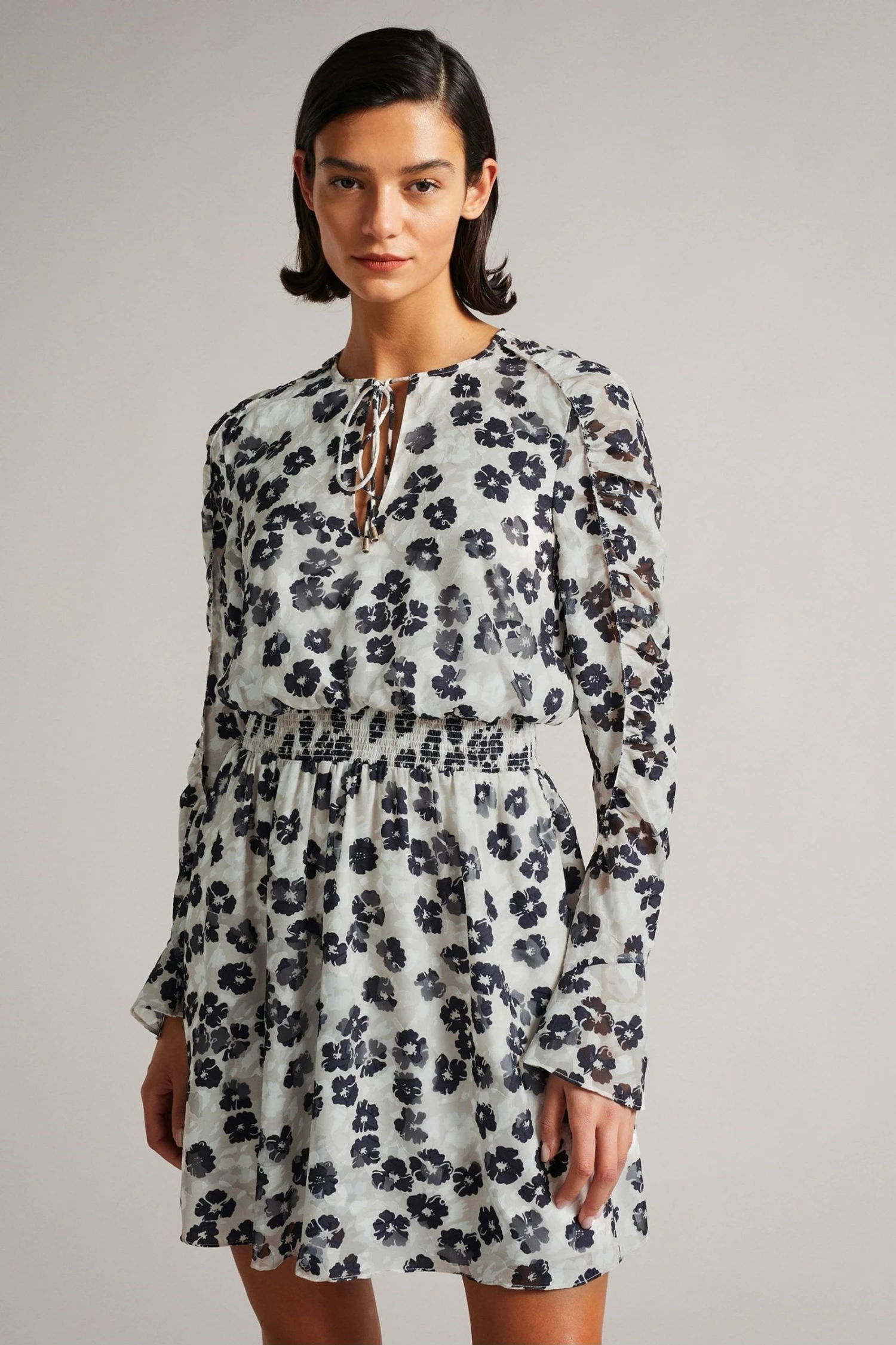 Ted Baker Felici Mid Grey Ruched Detail Mini Dress 3 Ted Baker Felici Mid Grey Ruched Detail Mini Dress