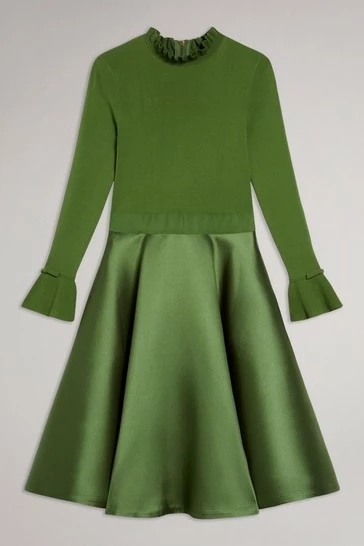 Ted Baker Green Zadi Knitted Frill Full Skirt Dress 10 Ted Baker Green Zadi Knitted Frill Full Skirt Dress - Image 8