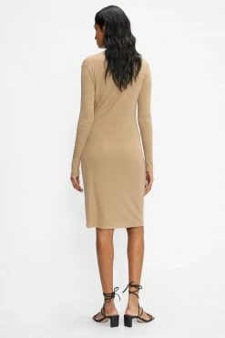 Ted Baker Natural Neyda Jersey Drape Long Sleeve Mini Dress -tedbaker Shop Online unnamed file 1092