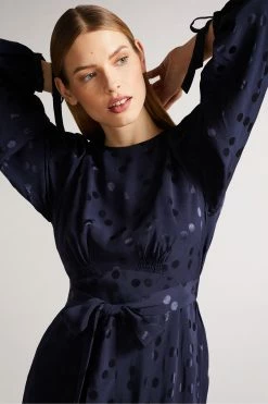 Ted Baker Livela Dk-Blue Spot Jacquard Midaxi Dress -tedbaker Shop Online unnamed file 1102