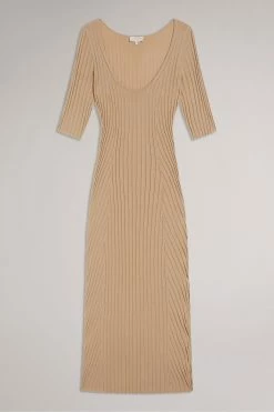Ted Baker Brown Kiierra Lt-Brown Low Back Detail Knit Dress -tedbaker Shop Online unnamed file 1166
