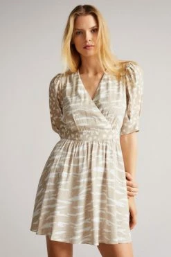 Ted Baker Rosaana Brown Puff Sleeve Wrap Mini Dress -tedbaker Shop Online unnamed file 1173