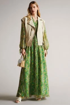 Ted Baker Green Ursilmx Mid Smock Detail Maxi Dress -tedbaker Shop Online unnamed file 1206