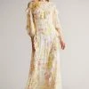 Ted Baker Leyona White Printed Full Sleeve Waterfall Maxi Dress -tedbaker Shop Online unnamed file 1228