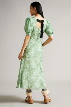 Ted Baker Green Seersucker Check Midi Dress -tedbaker Shop Online unnamed file 1248