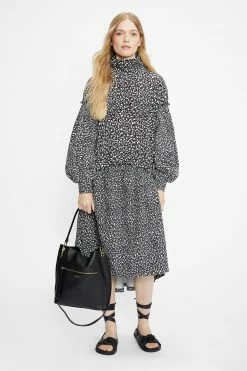 Ted Baker Black Toddl High Neck Dip Hem Midi Dress