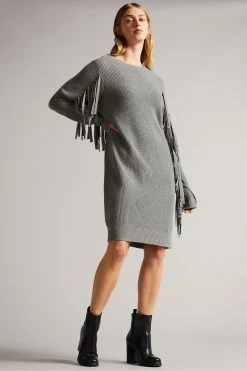 Ted Baker Friidah Grey Cocoon Shape Knitted Dress -tedbaker Shop Online unnamed file 1258