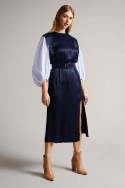 Ted Baker Kaytei Navy Blue Belted Midi Dress With Puff Sleeve 13 Ted Baker Kaytei Navy Blue Belted Midi Dress With Puff Sleeve -tedbaker Shop Online unnamed file 1277