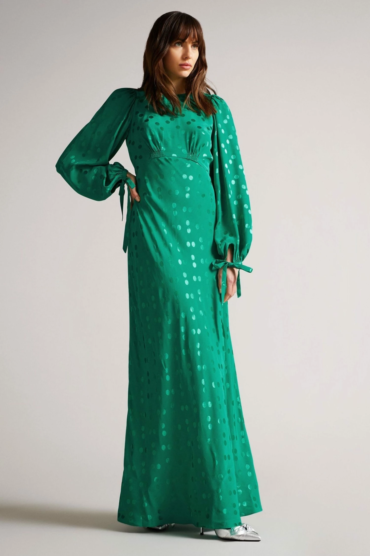 Ted Baker Mid-Green Tallyia Maxi Dress With Seam Detailing 3 Ted Baker Mid-Green Tallyia Maxi Dress With Seam Detailing