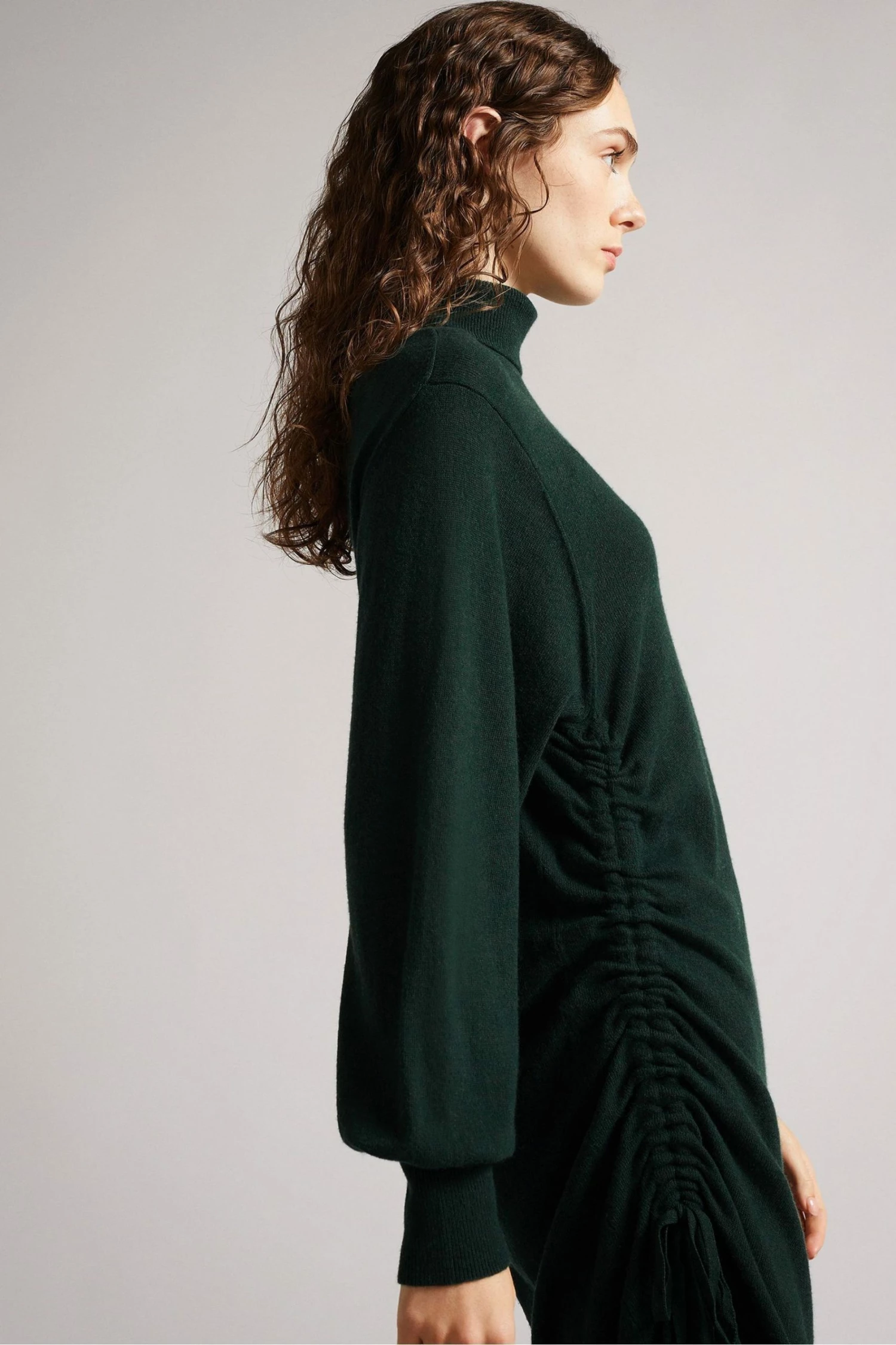 Ted Baker Aavvaa Green Knitted Ruched Side Detail Dress 5 Ted Baker Aavvaa Green Knitted Ruched Side Detail Dress - Image 3