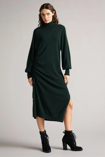 Ted Baker Aavvaa Green Knitted Ruched Side Detail Dress 8 Ted Baker Aavvaa Green Knitted Ruched Side Detail Dress - Image 6