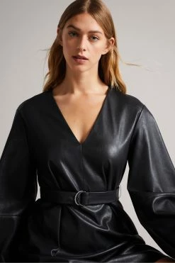 Ted Baker Black Optunia PU Belted Mini Dress -tedbaker Shop Online unnamed file 1326
