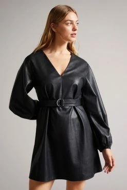 Ted Baker Black Optunia PU Belted Mini Dress -tedbaker Shop Online unnamed file 1328