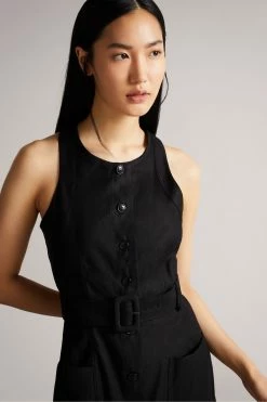Ted Baker Black Button Through Racer Back Midi Dress -tedbaker Shop Online unnamed file 1331