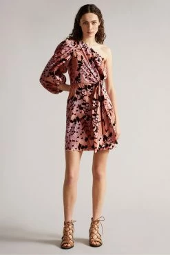 Ted Baker Ted Bake Orange Tie Waist One Shoulder Mini Dress -tedbaker Shop Online unnamed file 1358