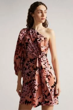 Ted Baker Ted Bake Orange Tie Waist One Shoulder Mini Dress -tedbaker Shop Online unnamed file 1360