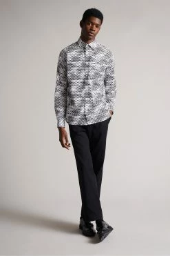 Ted Baker White Hundon Long Sleeve Geo Tile Print Shirt -tedbaker Shop Online unnamed file 1403