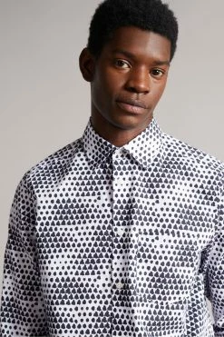 Ted Baker White Hundon Long Sleeve Geo Tile Print Shirt -tedbaker Shop Online unnamed file 1404