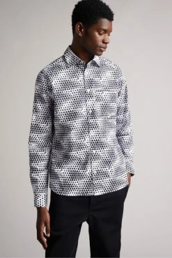Ted Baker White Hundon Long Sleeve Geo Tile Print Shirt -tedbaker Shop Online unnamed file 1406
