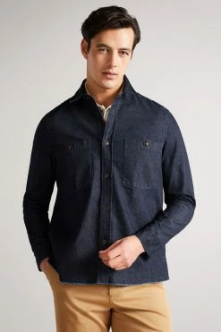 Ted Baker Enfield Dark Blue Long Sleeved Denim Overshirt