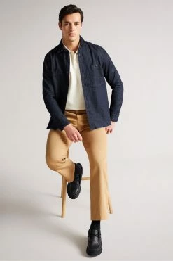 Ted Baker Enfield Dark Blue Long Sleeved Denim Overshirt -tedbaker Shop Online unnamed file 1409