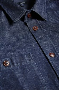 Ted Baker Enfield Dark Blue Long Sleeved Denim Overshirt -tedbaker Shop Online unnamed file 1411