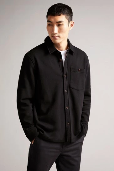 Ted Baker Black Bromlee Long Sleeve Heavyweight Jersey Overshirt 8 Ted Baker Black Bromlee Long Sleeve Heavyweight Jersey Overshirt - Image 6