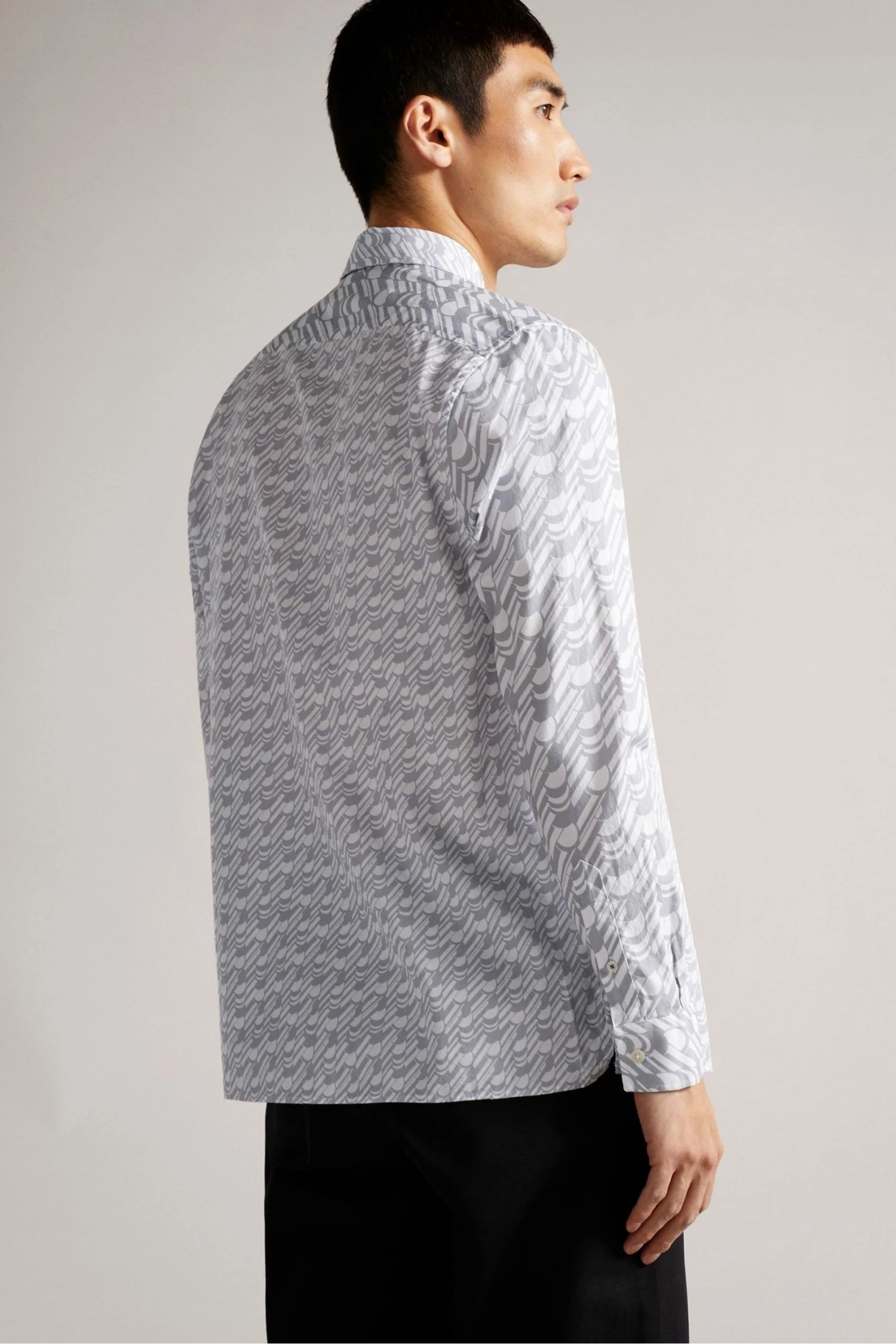 Ted Baker Grey Retrow Long Sleeve Multi Scale Geo Print Shirt 4 Ted Baker Grey Retrow Long Sleeve Multi Scale Geo Print Shirt - Image 2