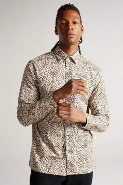 Ted Baker Dunston Brown Long Sleeve Retro Dot Shirt -tedbaker Shop Online unnamed file 1444
