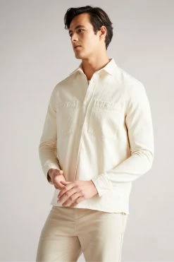 Ted Baker Enfield Ecru White Long Sleeved Denim Overshirt -tedbaker Shop Online unnamed file 1447