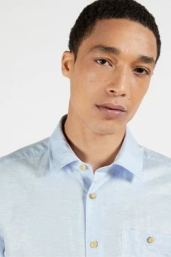 Ted Baker Blue Civiche Plain Linen Blend Shirt 9 Ted Baker Blue Civiche Plain Linen Blend Shirt -tedbaker Shop Online unnamed file 1502