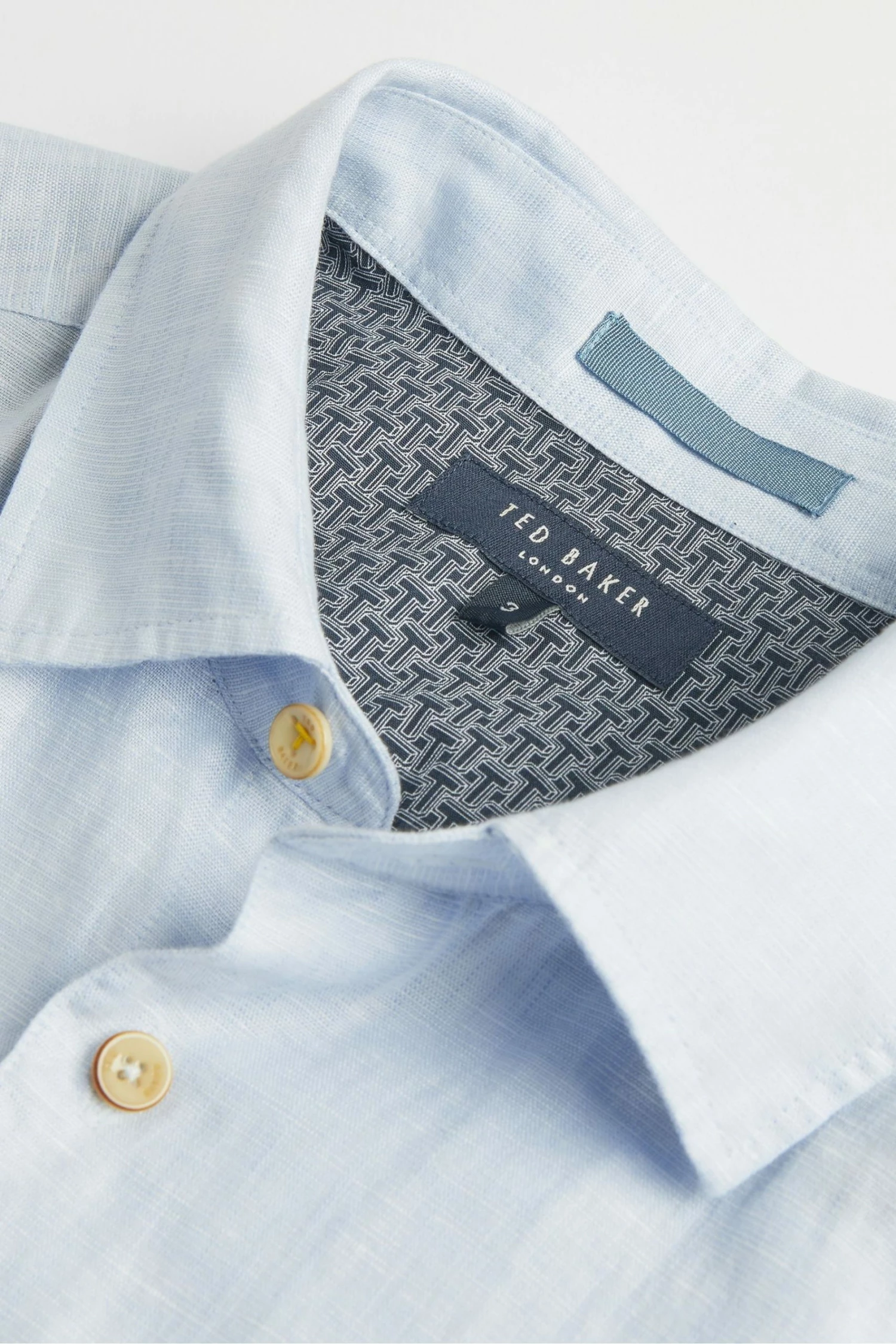 Ted Baker Blue Civiche Plain Linen Blend Shirt 6 Ted Baker Blue Civiche Plain Linen Blend Shirt - Image 4