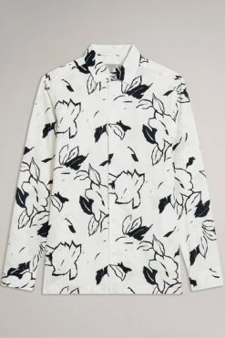 Ted Baker Ashlo White Long Sleeve Floral Outline Printed Shirt -tedbaker Shop Online unnamed file 1513