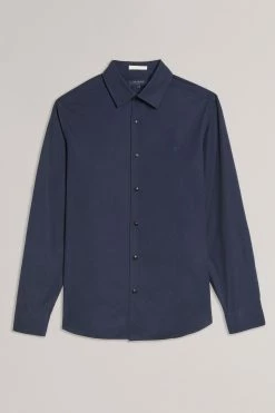 Ted Baker Blue Sonikk Long Sleeve Tonal Poplin Shirt -tedbaker Shop Online unnamed file 1562