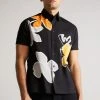 Ted Baker Olympik Black Floral Placement Print Short Sleeve Shirt -tedbaker Shop Online unnamed file 1566