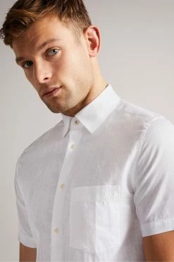 Ted Baker Addle White Short Sleeve Linen Shirt -tedbaker Shop Online unnamed file 1585