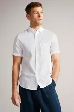 Ted Baker Addle White Short Sleeve Linen Shirt -tedbaker Shop Online unnamed file 1587