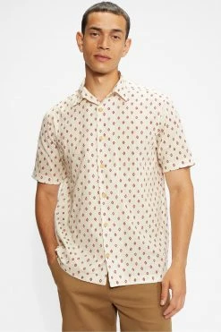 Ted Baker White Ginton Short Sleeve Diamond Geo Print Shirt
