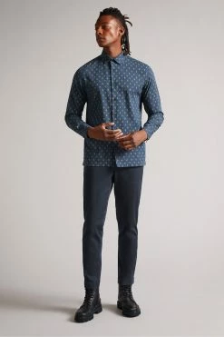 Ted Baker Blue Gintlo Ls Diamond Geo Print Shirt -tedbaker Shop Online unnamed file 1610