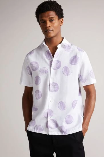 Ted Baker Gophir White Short Sleeve Sponge Spot Print Shirt 8 Ted Baker Gophir White Short Sleeve Sponge Spot Print Shirt - Image 6