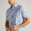 Ted Baker Light Blue Hunno Short Sleeve Geo Tile Print Shirt -tedbaker Shop Online unnamed file 1636