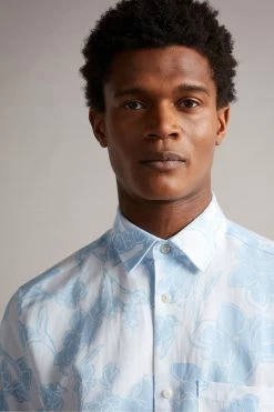 Ted Baker Telfrd Lt-Blue Ss Floral Printed Shirt -tedbaker Shop Online unnamed file 1657