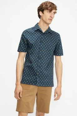 Ted Baker Blue Ginton Short Sleeve Diamond Geo Print Shirt