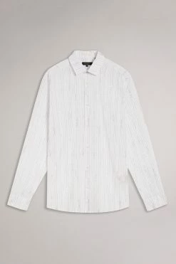 Ted Baker White Hadlo Long Sleeve Pencil Drawn Stripe Shirt -tedbaker Shop Online unnamed file 1669