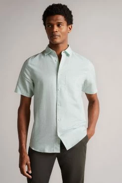Ted Baker Addle Light Blue Short Sleeve Linen Shirt