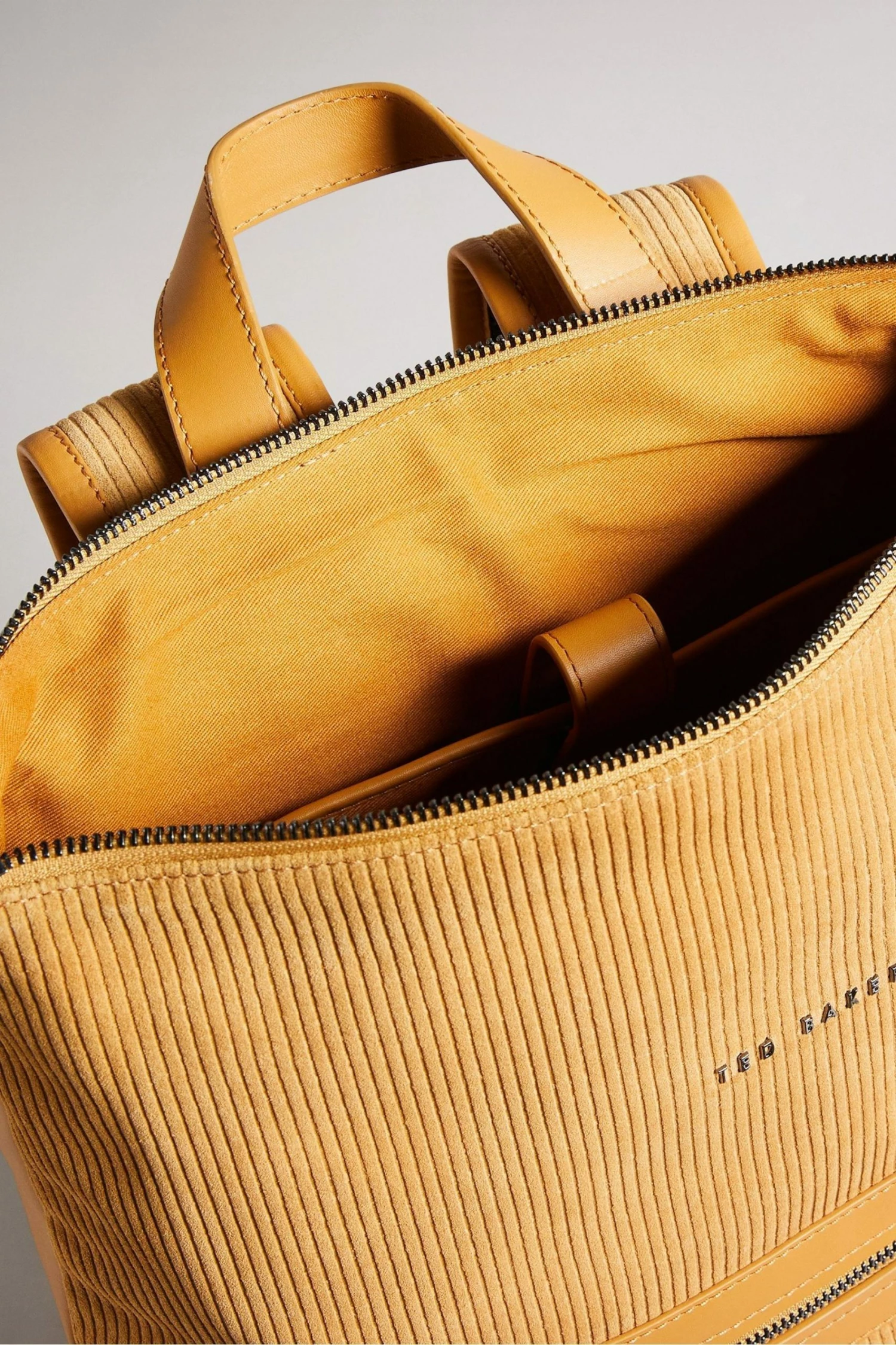 Ted Baker Tonne Mustard Corduroy Suede Backpack 6 Ted Baker Tonne Mustard Corduroy Suede Backpack - Image 4