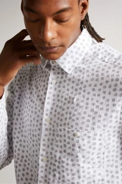 Ted Baker Men's Grey Aillon Long Sleeve Spot Print Shirt 10 Ted Baker Men's Grey Aillon Long Sleeve Spot Print Shirt -tedbaker Shop Online unnamed file 1737