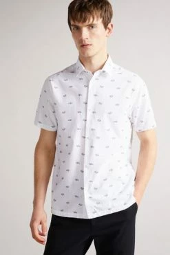 Ted Baker Mens White Deacon Short Sleeve Car Print Shirt -tedbaker Shop Online unnamed file 1764