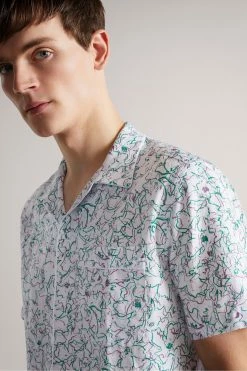 Ted Baker Bartlet White Short Sleeve Revere Printed Shirt -tedbaker Shop Online unnamed file 1768