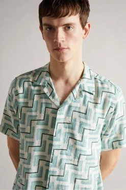 Ted Baker Blue Brecon Short Sleeve Retro Geo Print Shirt -tedbaker Shop Online unnamed file 1827